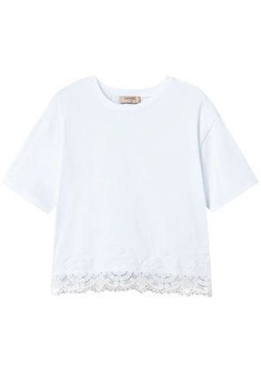 TWINSET macramé-trimmed cropped T-shirt - White