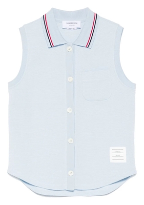 Thom Browne cotton sleeveless polo top - Blue