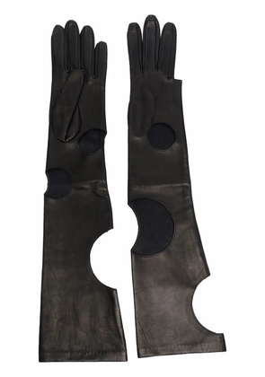 Manokhi cut out-detail leather gloves - Black