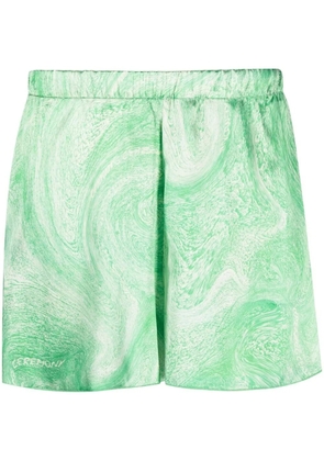 Opening Ceremony marble-print shiny shorts - Green