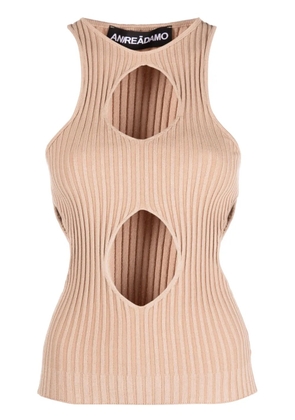 ANDREĀDAMO cut out-detail ribbed-knit top - Neutrals