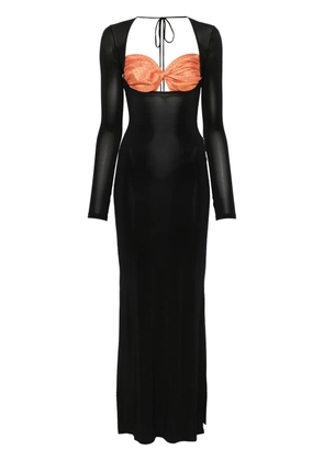 Marine Serre Regenerated Silk Scarves maxi dress - Black