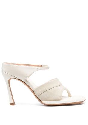 Sportmax 100mm thong-strap leather sandals - White