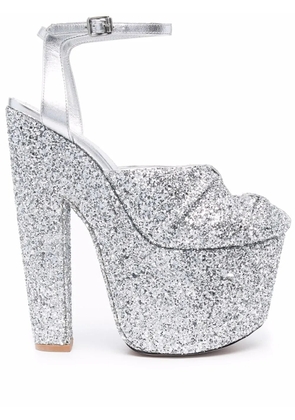 Giambattista Valli 195mm glittered platform pumps - Grey
