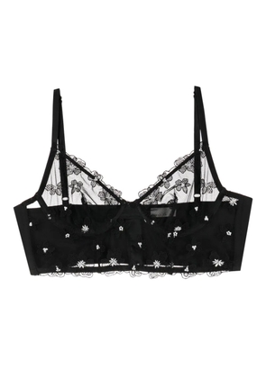 Fleur Du Mal Petal embroidered longline bralette - Black