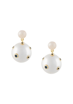 Eshvi embellished pearl drop earrings - White