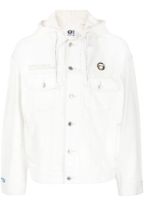 AAPE BY *A BATHING APE® logo-patch cotton denim jacket - White