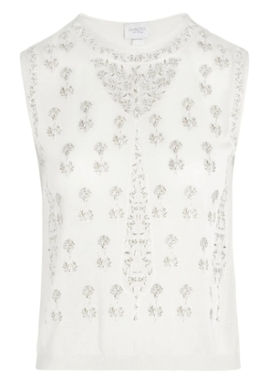 Giambattista Valli floral-embroidered tank top - White