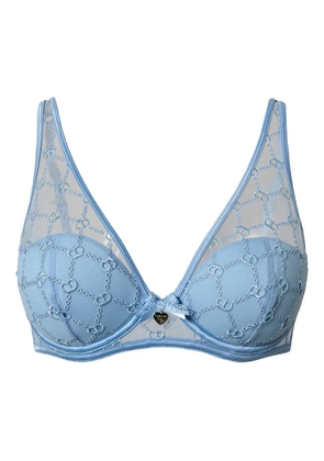 TWINSET lace-trimmed mesh bra - Blue