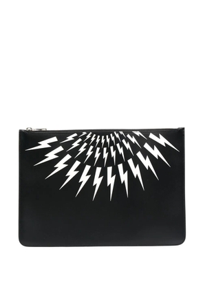Neil Barrett Thunderbolt print clutch bag - Black