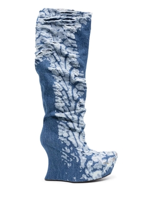 Masha Popova 120mm denim knee-high boots - Blue