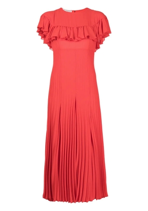 Philosophy Di Lorenzo Serafini pleated-hem ruffle-trim dress - Red