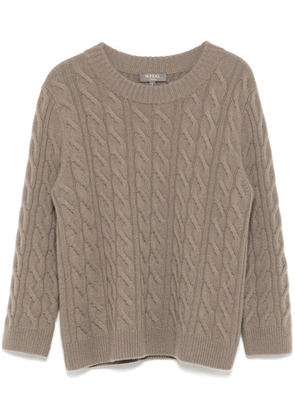 N.Peal Emilia Cable Round Neck jumper - Brown