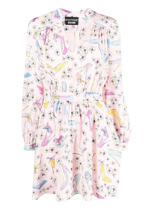 Boutique Moschino floral-print long-sleeved mini dress - Pink