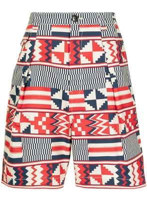 Ports V geometric-print shorts - White