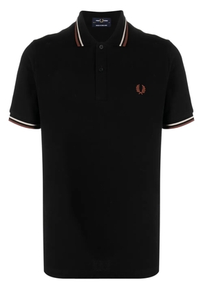 Fred Perry logo-embroidered cotton polo shirt - Black