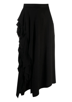 Yohji Yamamoto ruffled-detail asymmetric maxi skirt - Black