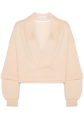 Ioana Ciolacu V-neck cotton-blend sweatshirt - Neutrals