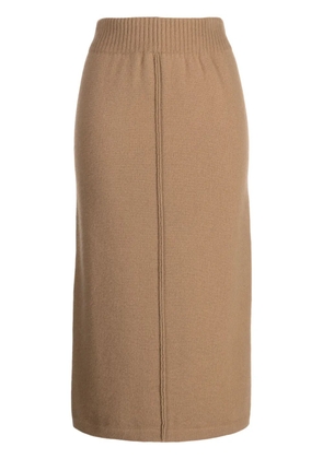 Pringle of Scotland elasticated-waist wool-cashmere blend skirt - Brown