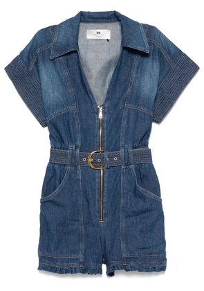 Elisabetta Franchi belted denim romper - Blue