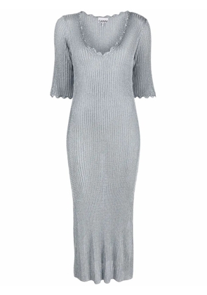 GANNI ribbed-knit dress - Blue