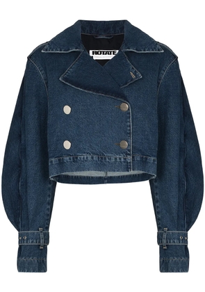 ROTATE BIRGER CHRISTENSEN ruffle-trim cropped denim jacket - Blue