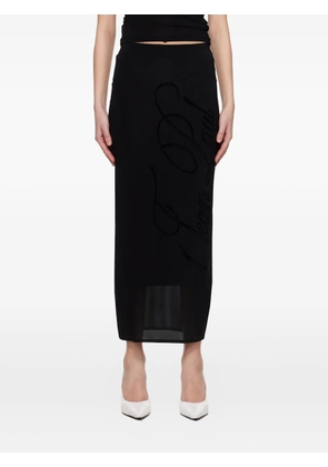 Jean Paul Gaultier flocked-logo midi skirt - Black