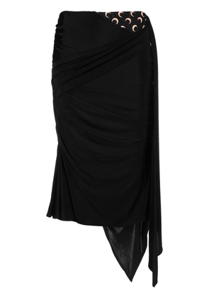 Marine Serre draped midi asymmetric skirt - Black