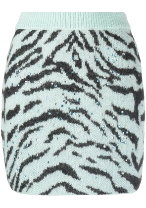 Alessandra Rich zebra intarsia knitted miniskirt - Blue
