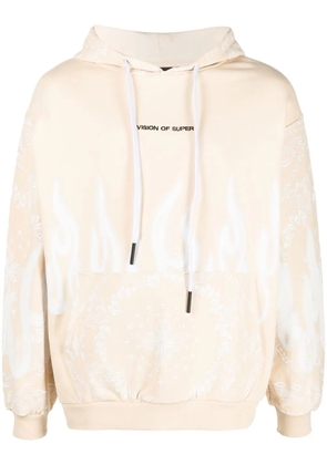 Vision Of Super flame graphic-print cotton hoodie - Neutrals