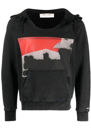 1017 ALYX 9SM illustration-print distressed hoodie - Black