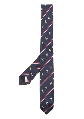 Thom Browne Birds And Bees print silk tie - Blue