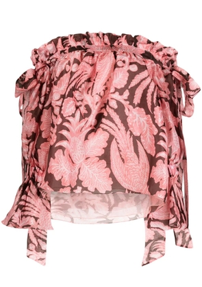 Biyan ruffled floral-print silk blouse - Pink