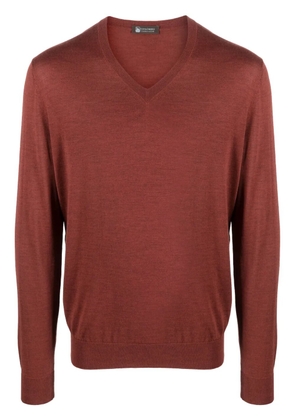Colombo fine-knit V-neck jumper - Red