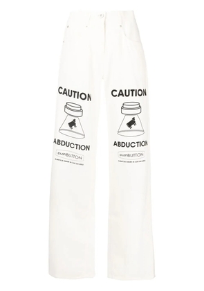 pushBUTTON graphic straight-leg jeans - White