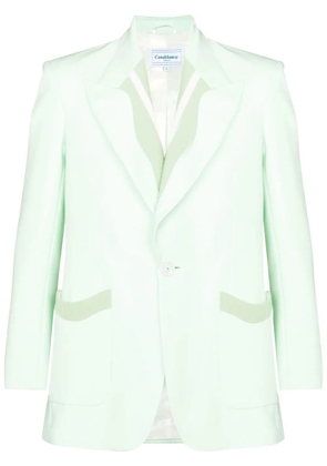 Casablanca ribbed-trim single-breasted blazer - Green