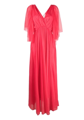 Forte Forte V-neck flutter-sleeves flared dress - Pink