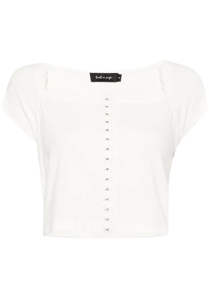 tout a coup square-neck cap-sleeves crop top - White