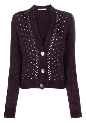 Alessandra Rich crystal-embellished knitted cardigan - Purple