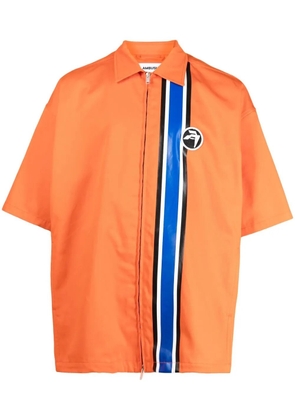 AMBUSH striped zipped short-sleeve shirt - Orange