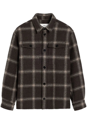 AMI Paris checked wool-blend shirt jacket - Brown