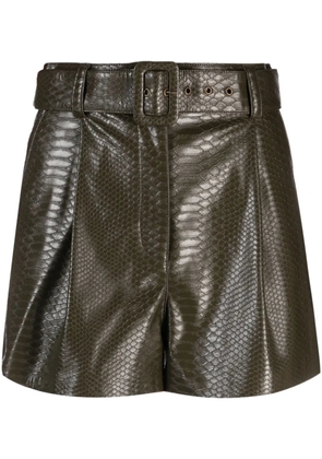 TWINSET snakeskin-effect belted mini shorts - Green