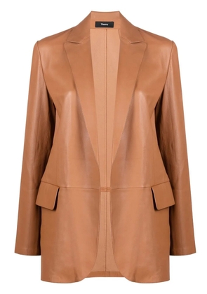Theory leather open front blazer - Brown