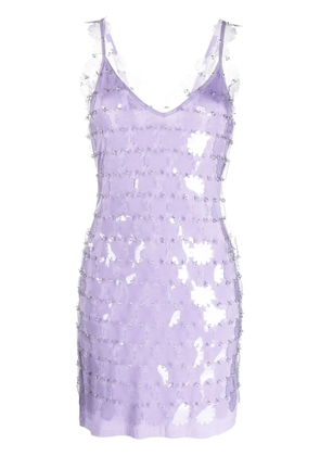 Rabanne sequinned V-neck mini dress - Purple