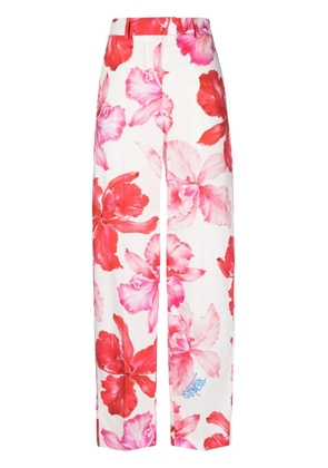 The Attico Jagger floral-print tapered trousers - Pink