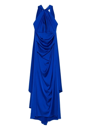 Talbot Runhof cape-insert gown - Blue