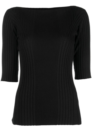 Calvin Klein boat-neck ribbed-knit top - Black