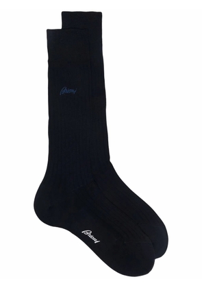 Brioni ribbed-knit cotton socks - Blue