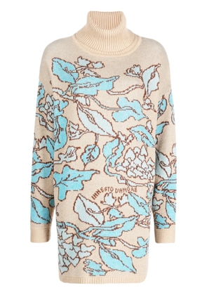 TWINSET x Marco Rambaldi floral-jacquard roll-neck jumper - Neutrals