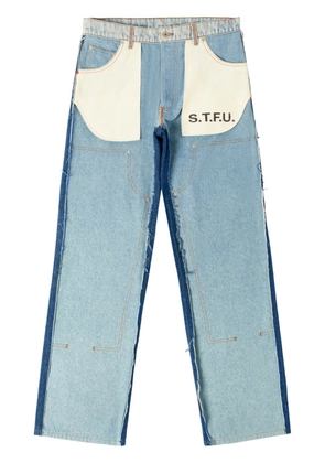 Heron Preston logo-patch two-tone design jeans - Blue